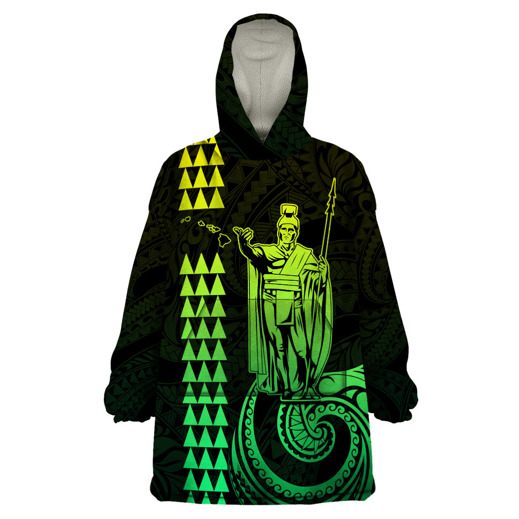 Custom Hawaii Wearable Blanket Hoodie King Kamehameha - Lime - Wonder Print Shop