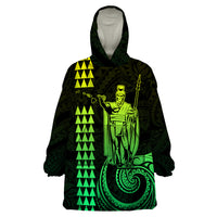 Custom Hawaii Wearable Blanket Hoodie King Kamehameha - Lime - Wonder Print Shop