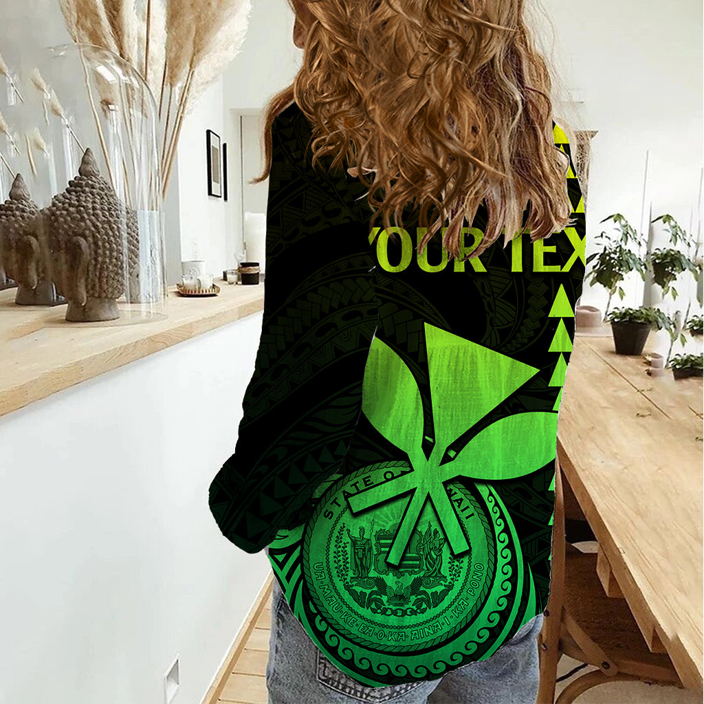 Custom Hawaii Women Casual Shirt King Kamehameha - Lime - Wonder Print Shop
