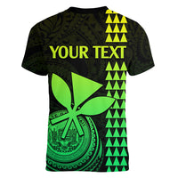 Custom Hawaii Women V Neck T Shirt King Kamehameha - Lime - Wonder Print Shop