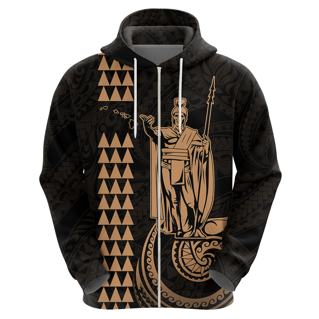 Custom Hawaii Hoodie King Kamehameha - Nude - Wonder Print Shop