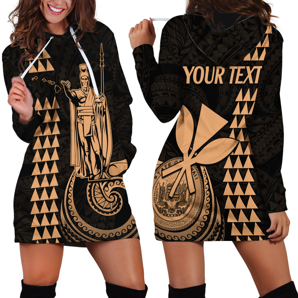 Custom Hawaii Hoodie Dress King Kamehameha - Nude - Wonder Print Shop