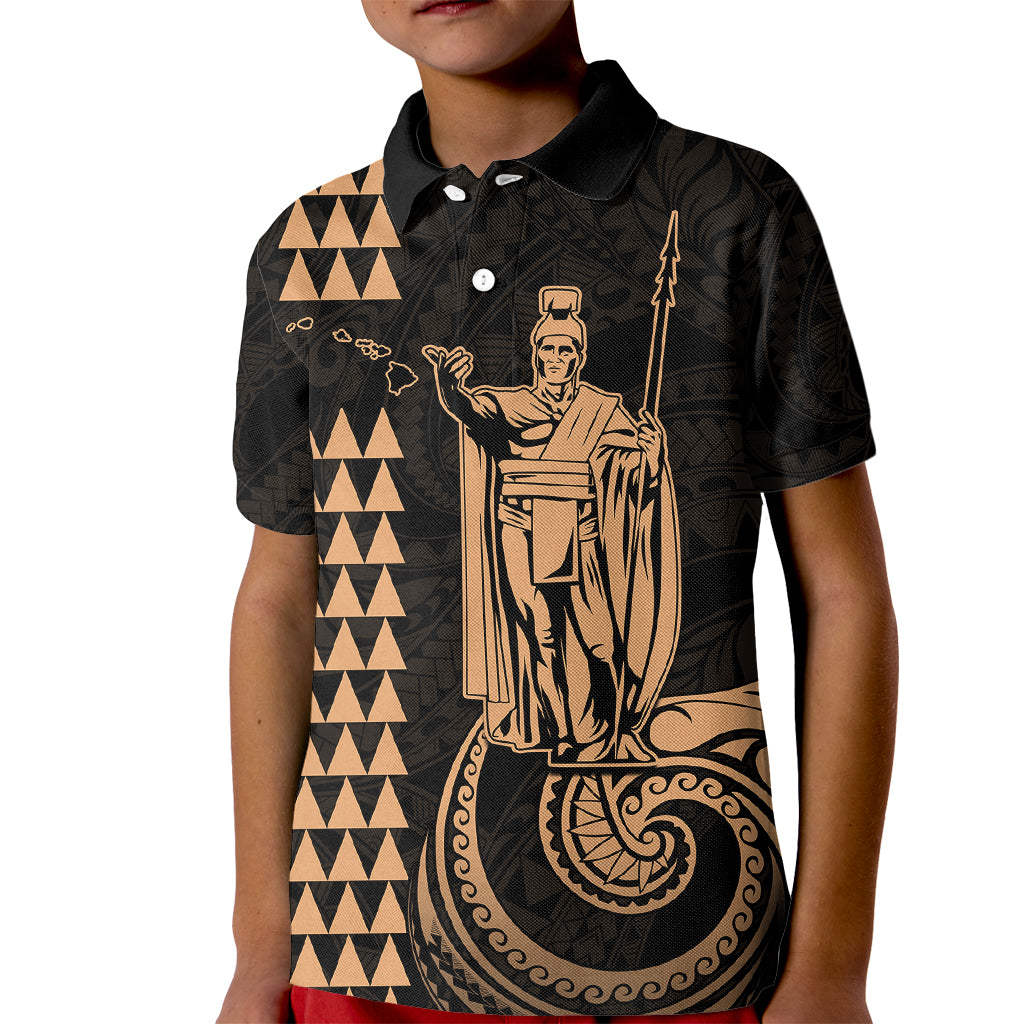 Custom Hawaii Kid Polo Shirt King Kamehameha - Nude - Wonder Print Shop
