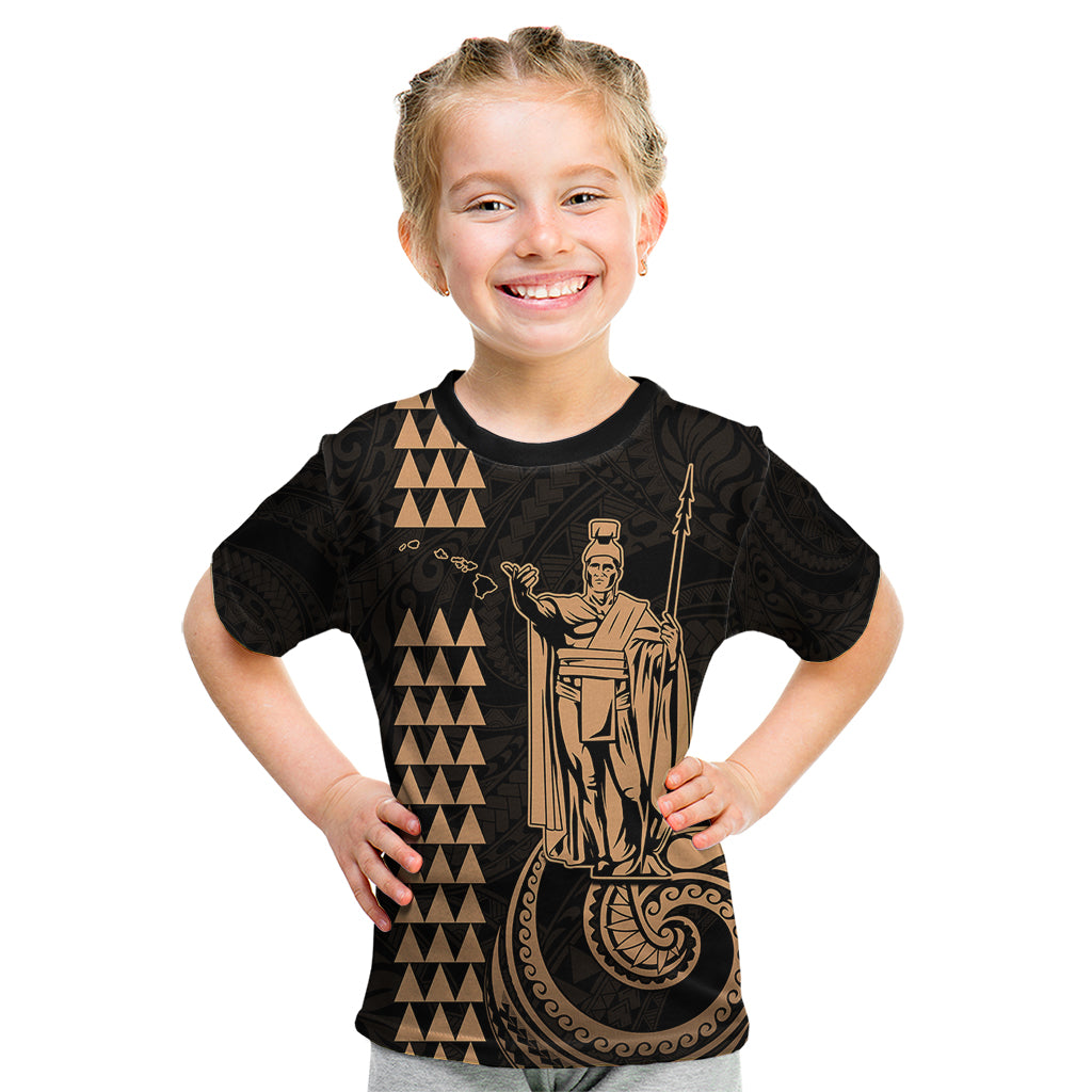 Custom Hawaii Kid T Shirt King Kamehameha - Nude - Wonder Print Shop