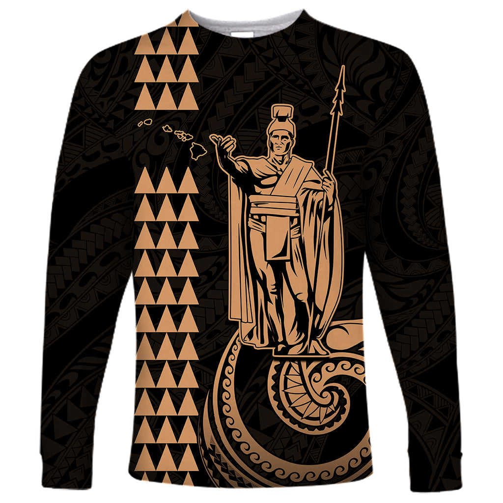 Custom Hawaii Long Sleeve Shirt King Kamehameha - Nude - Wonder Print Shop