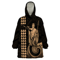 Custom Hawaii Wearable Blanket Hoodie King Kamehameha - Nude - Wonder Print Shop