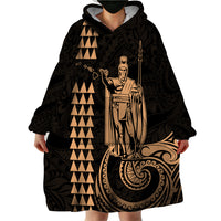 Custom Hawaii Wearable Blanket Hoodie King Kamehameha - Nude - Wonder Print Shop