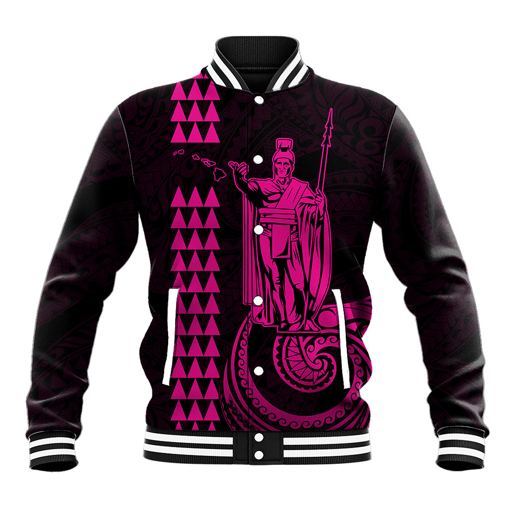Custom Hawaii Baseball Jacket King Kamehameha - Pink LT9 - Wonder Print Shop