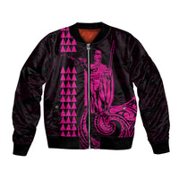 Custom Hawaii Bomber Jacket King Kamehameha - Pink LT9 - Wonder Print Shop
