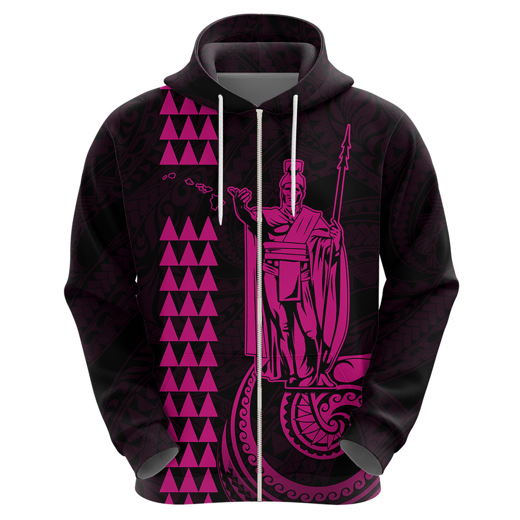 Custom Hawaii Hoodie King Kamehameha - Pink - Wonder Print Shop