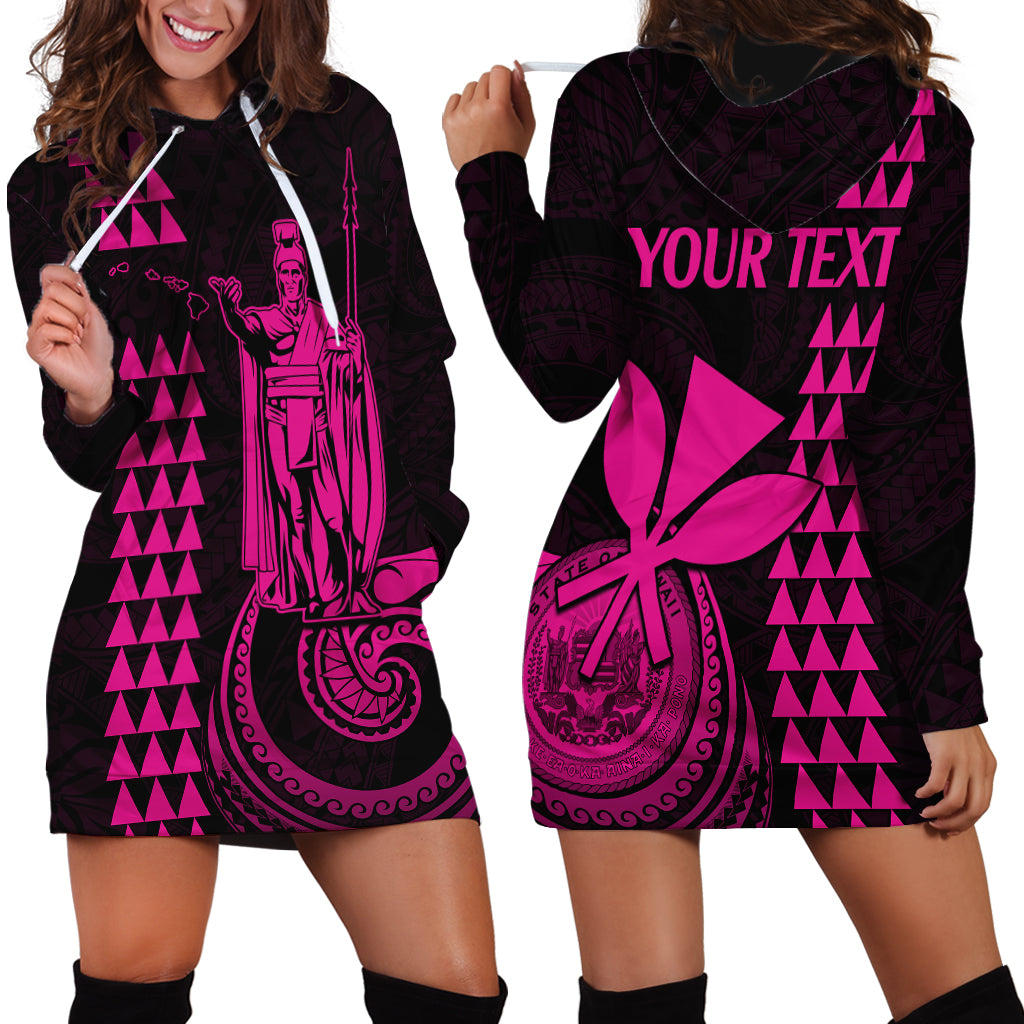 Custom Hawaii Hoodie Dress King Kamehameha - Pink - Wonder Print Shop