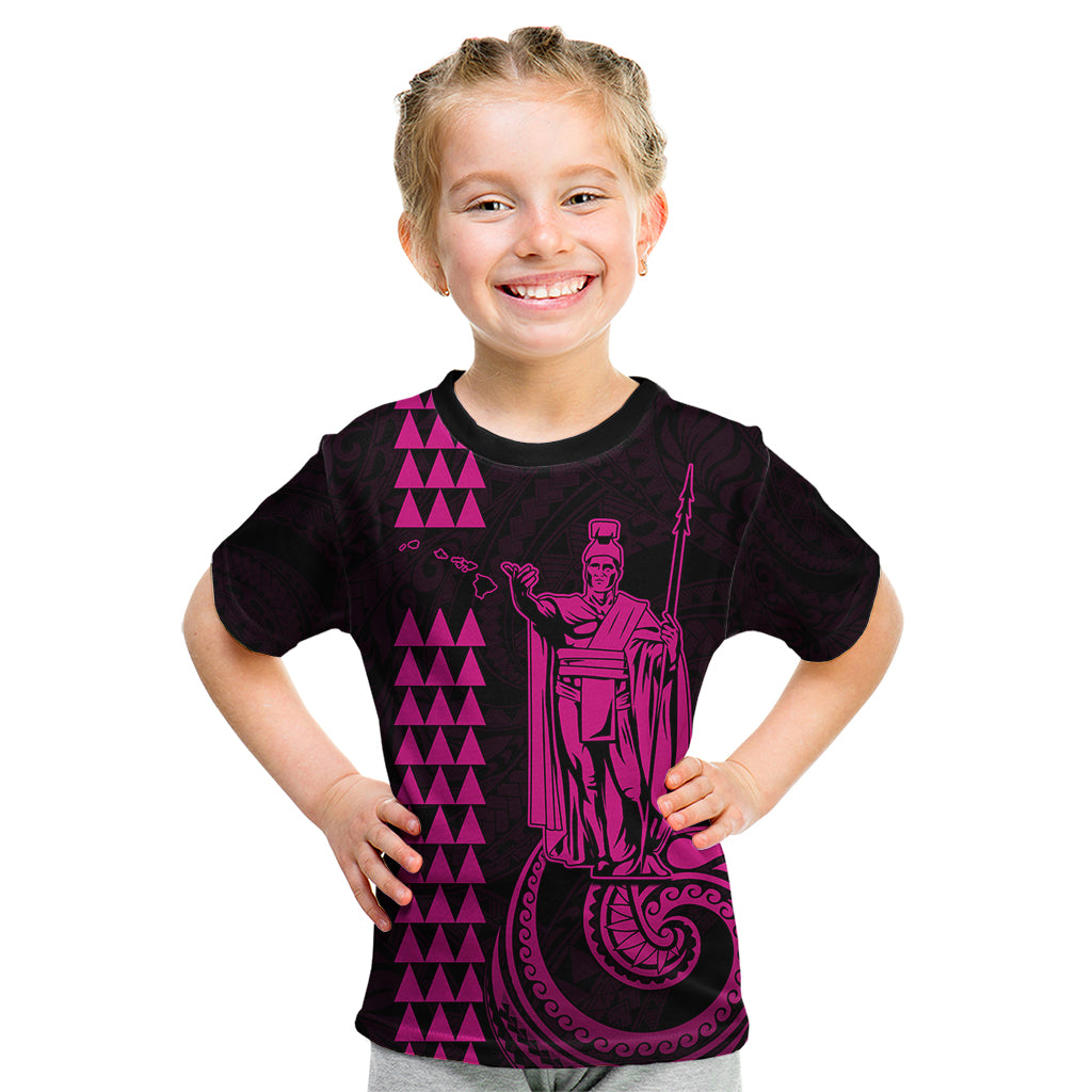 Custom Hawaii Kid T Shirt King Kamehameha - Pink - Wonder Print Shop