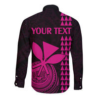 Custom Hawaii Long Sleeve Button Shirt King Kamehameha - Pink - Wonder Print Shop