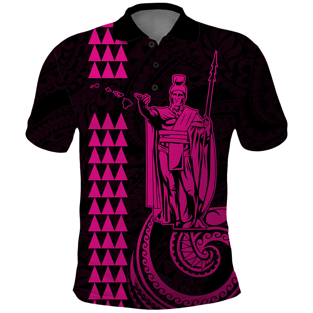 Custom Hawaii Polo Shirt King Kamehameha - Pink - Wonder Print Shop