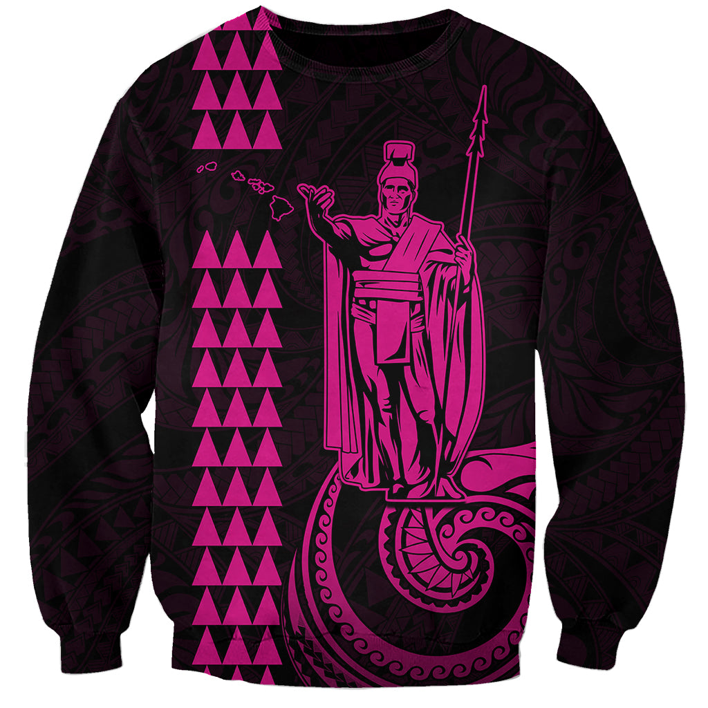 Custom Hawaii Sweatshirt King Kamehameha - Pink - Wonder Print Shop