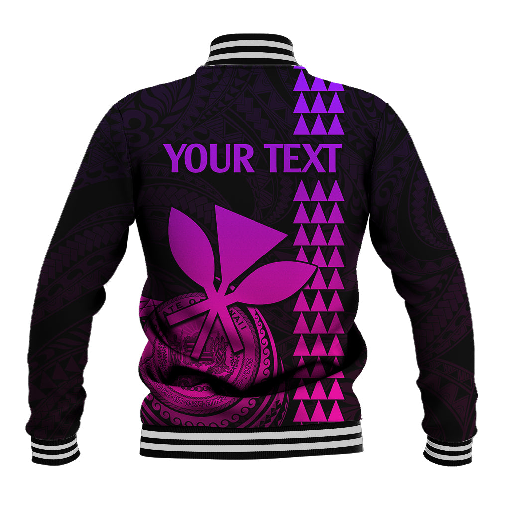 Custom Hawaii Baseball Jacket King Kamehameha - Pink Gradient LT9 - Wonder Print Shop
