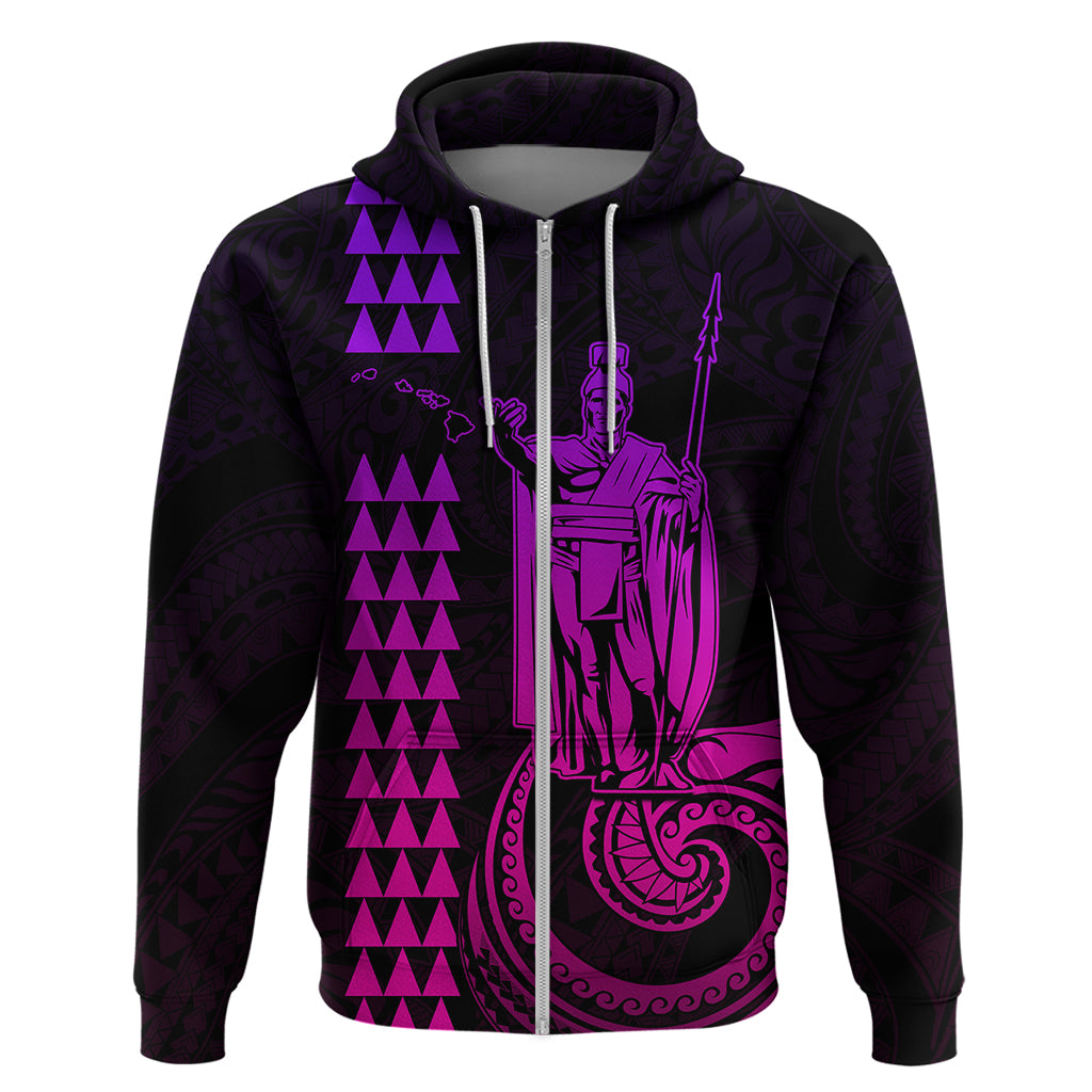 Custom Hawaii Hoodie King Kamehameha - Pink Gradient - Wonder Print Shop
