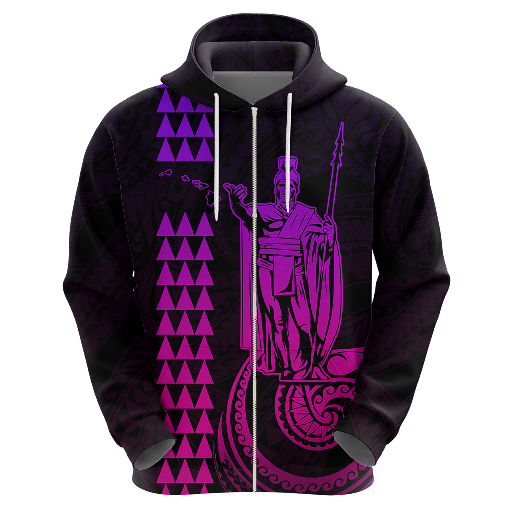 Custom Hawaii Hoodie King Kamehameha - Pink Gradient - Wonder Print Shop