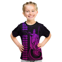 Custom Hawaii Kid T Shirt King Kamehameha - Pink Gradient - Wonder Print Shop