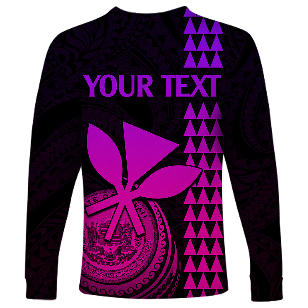 Custom Hawaii Long Sleeve Shirt King Kamehameha - Pink Gradient - Wonder Print Shop