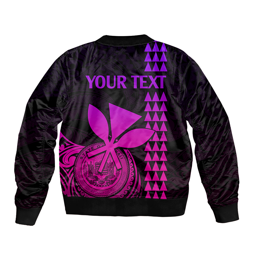 Custom Hawaii Sleeve Zip Bomber Jacket King Kamehameha - Pink Gradient - Wonder Print Shop