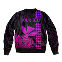 Custom Hawaii Sleeve Zip Bomber Jacket King Kamehameha - Pink Gradient - Wonder Print Shop
