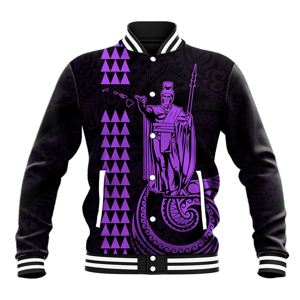 Custom Hawaii Baseball Jacket King Kamehameha - Purple LT9 - Wonder Print Shop