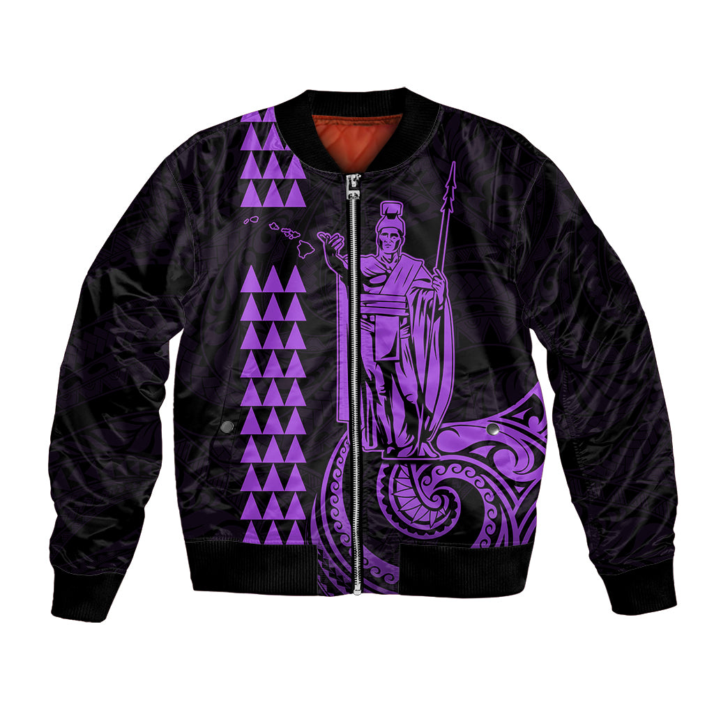 Custom Hawaii Bomber Jacket King Kamehameha - Purple LT9 - Wonder Print Shop