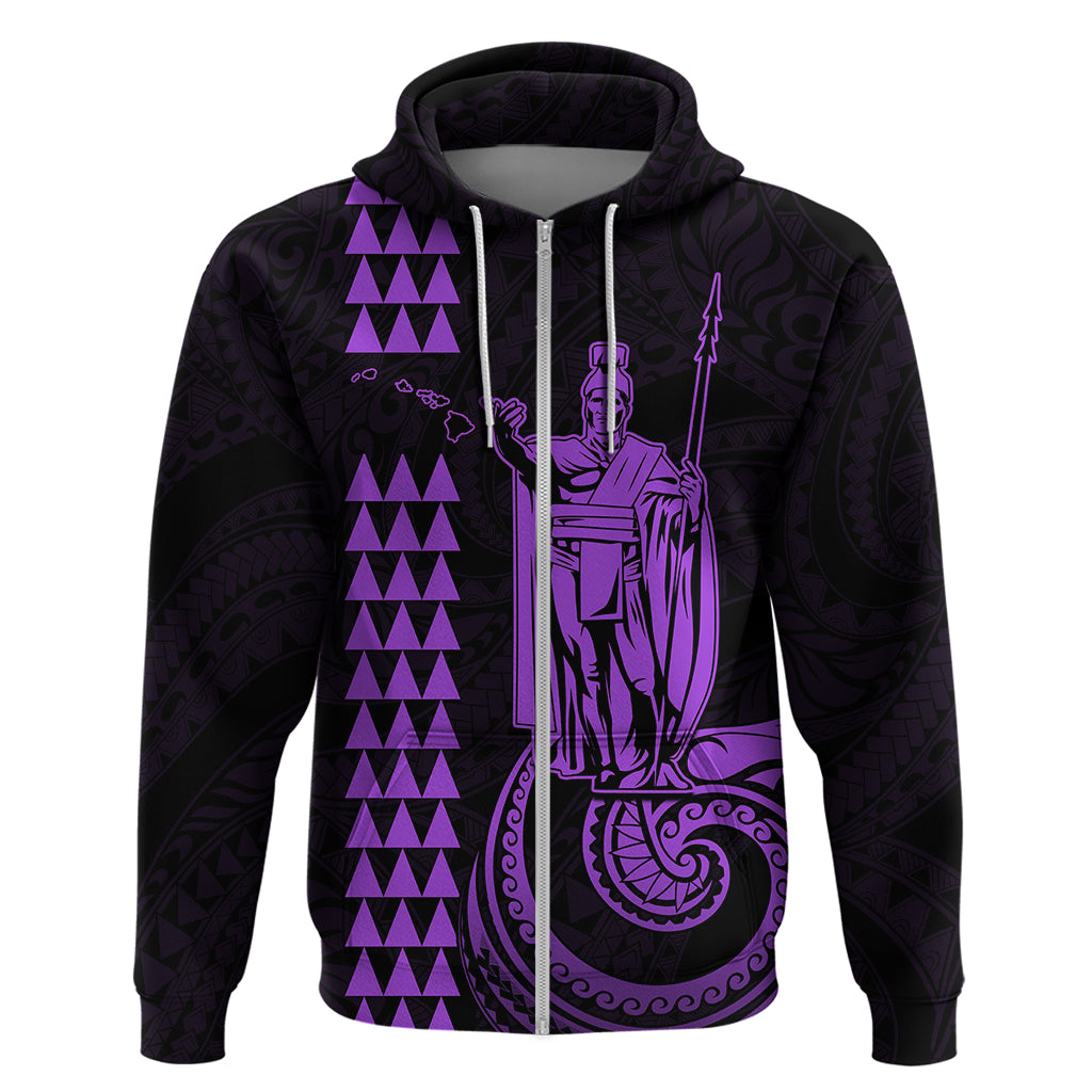 Custom Hawaii Hoodie King Kamehameha - Purple - Wonder Print Shop