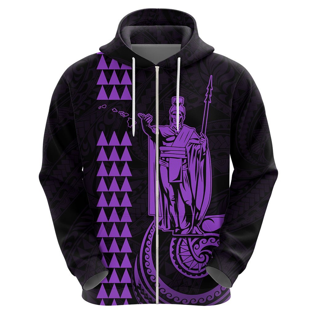 Custom Hawaii Hoodie King Kamehameha - Purple - Wonder Print Shop