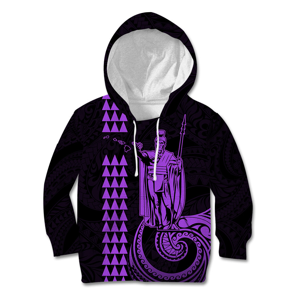 Custom Hawaii Kid Hoodie King Kamehameha - Purple - Wonder Print Shop