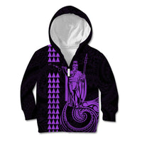 Custom Hawaii Kid Hoodie King Kamehameha - Purple - Wonder Print Shop