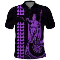 Custom Hawaii Polo Shirt King Kamehameha - Purple - Wonder Print Shop