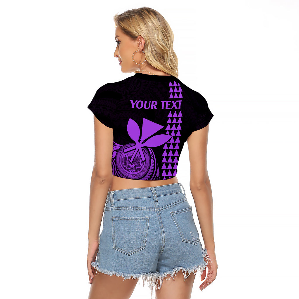 Custom Hawaii Raglan Cropped T Shirt King Kamehameha - Purple - Wonder Print Shop