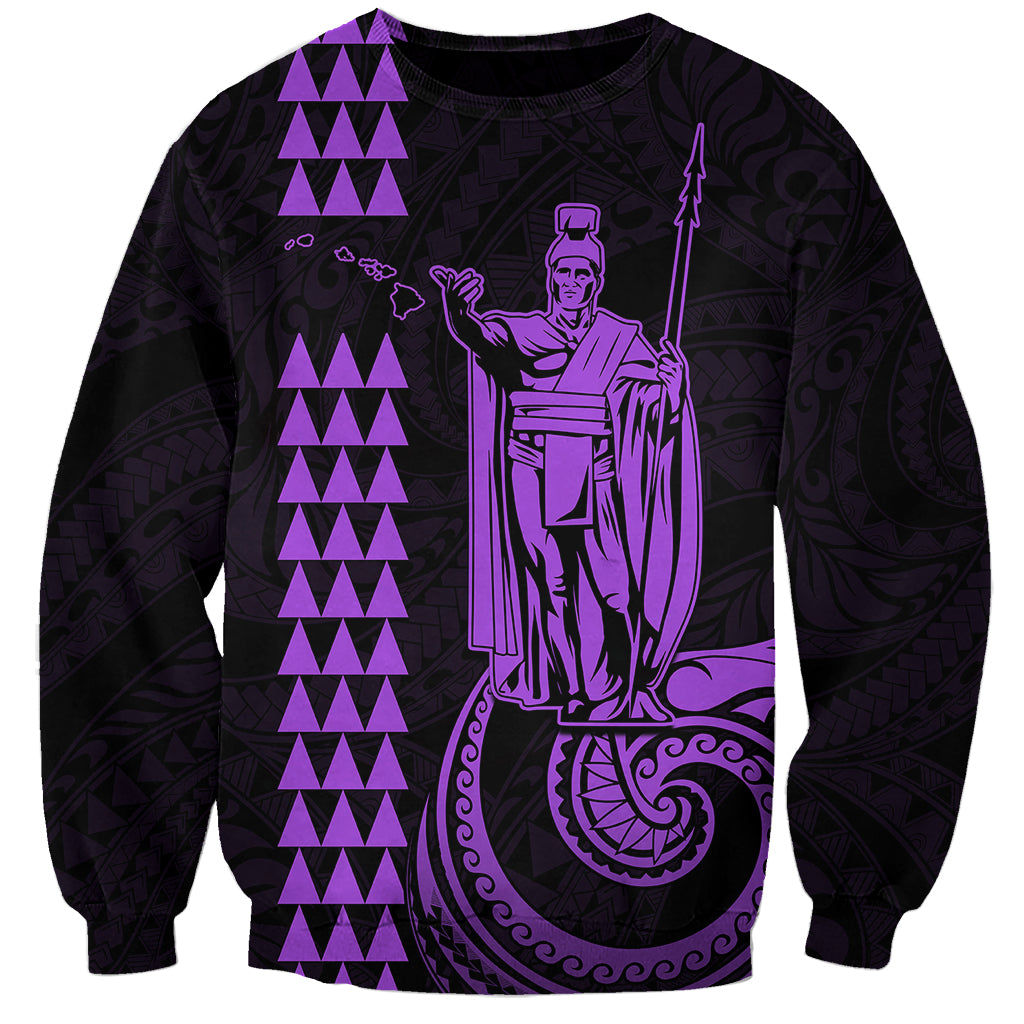 Custom Hawaii Sweatshirt King Kamehameha - Purple - Wonder Print Shop