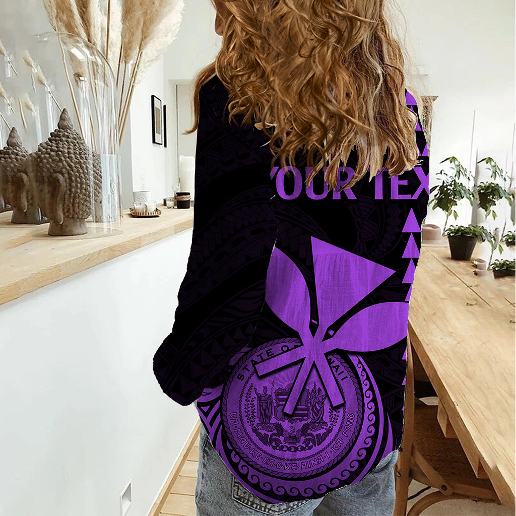Custom Hawaii Women Casual Shirt King Kamehameha - Purple - Wonder Print Shop