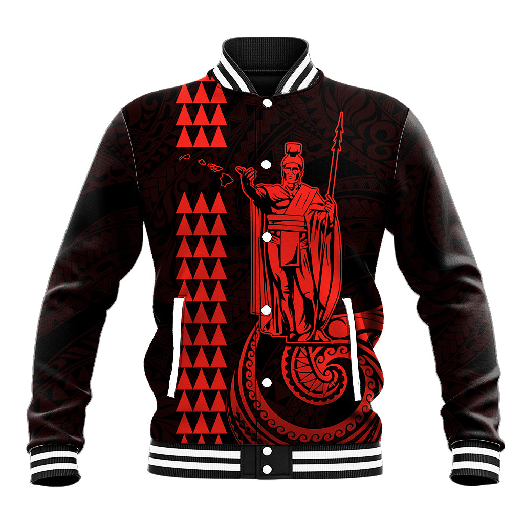 Custom Hawaii Baseball Jacket King Kamehameha - Red LT9 - Wonder Print Shop