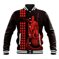 Custom Hawaii Baseball Jacket King Kamehameha - Red LT9 - Wonder Print Shop