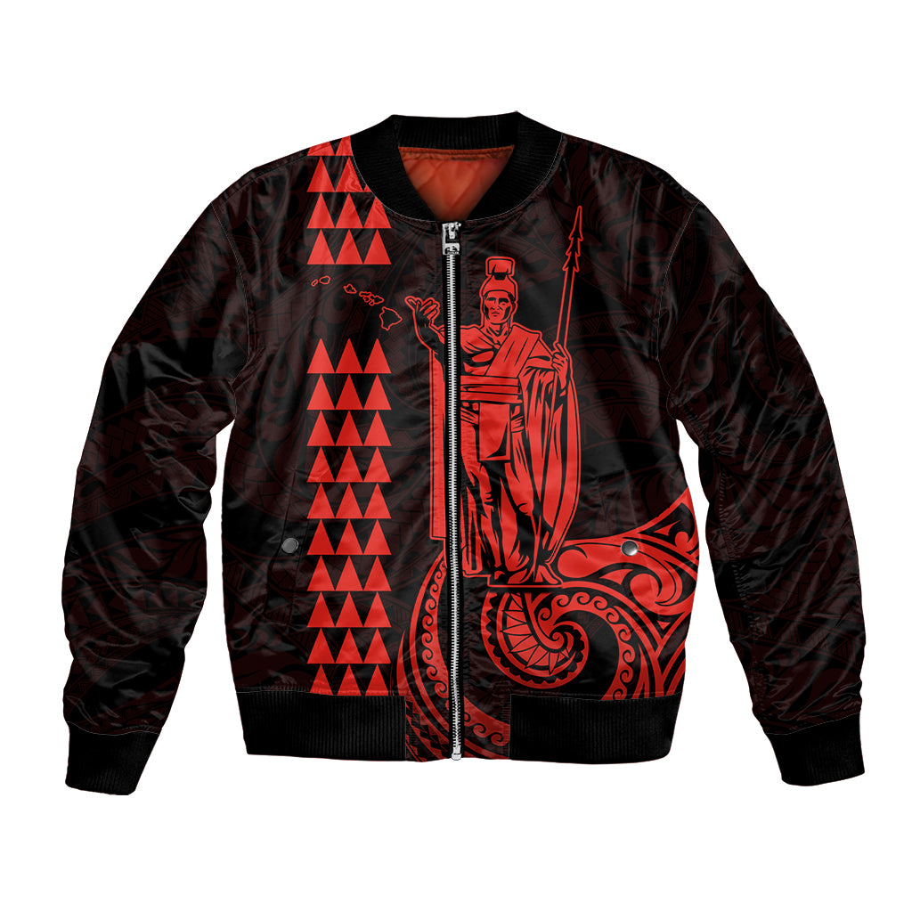 Custom Hawaii Bomber Jacket King Kamehameha - Red LT9 - Wonder Print Shop