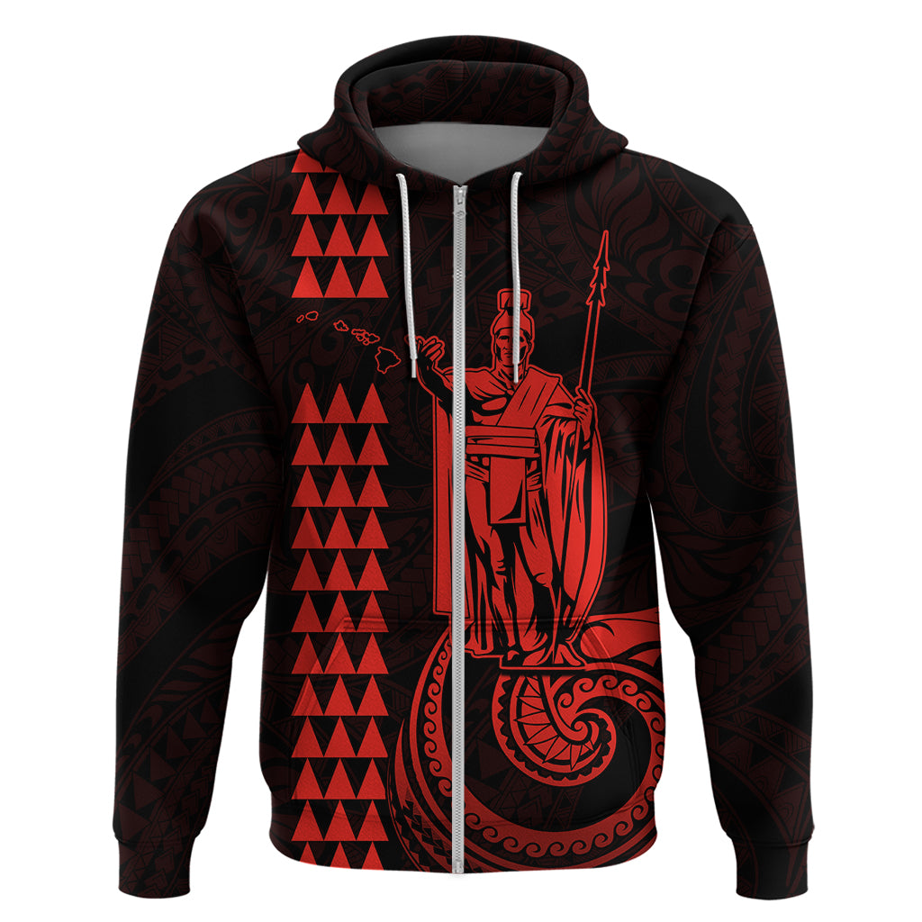 Custom Hawaii Hoodie King Kamehameha - Red - Wonder Print Shop