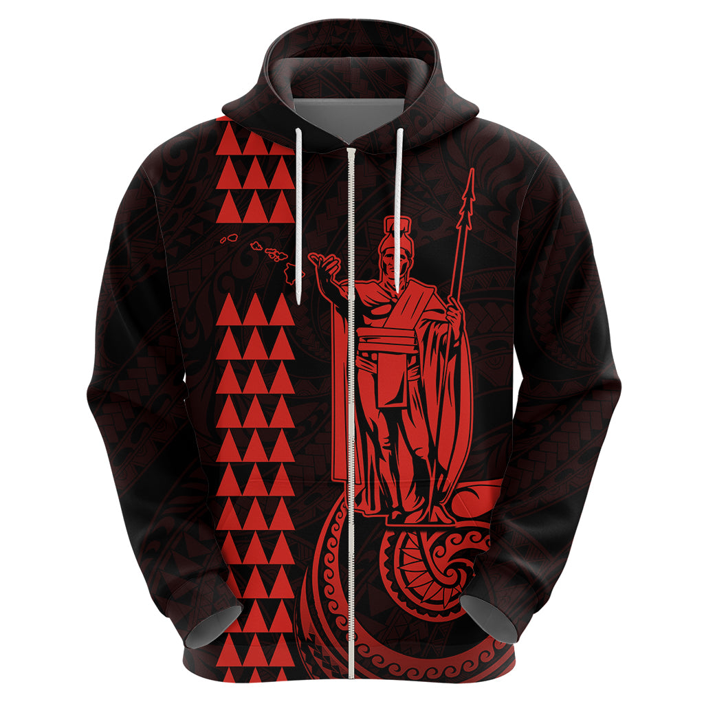 Custom Hawaii Hoodie King Kamehameha - Red - Wonder Print Shop