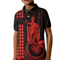 Custom Hawaii Kid Polo Shirt King Kamehameha - Red - Wonder Print Shop