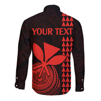 Custom Hawaii Long Sleeve Button Shirt King Kamehameha - Red - Wonder Print Shop