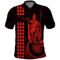 Custom Hawaii Polo Shirt King Kamehameha - Red - Wonder Print Shop