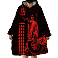 Custom Hawaii Wearable Blanket Hoodie King Kamehameha - Red - Wonder Print Shop