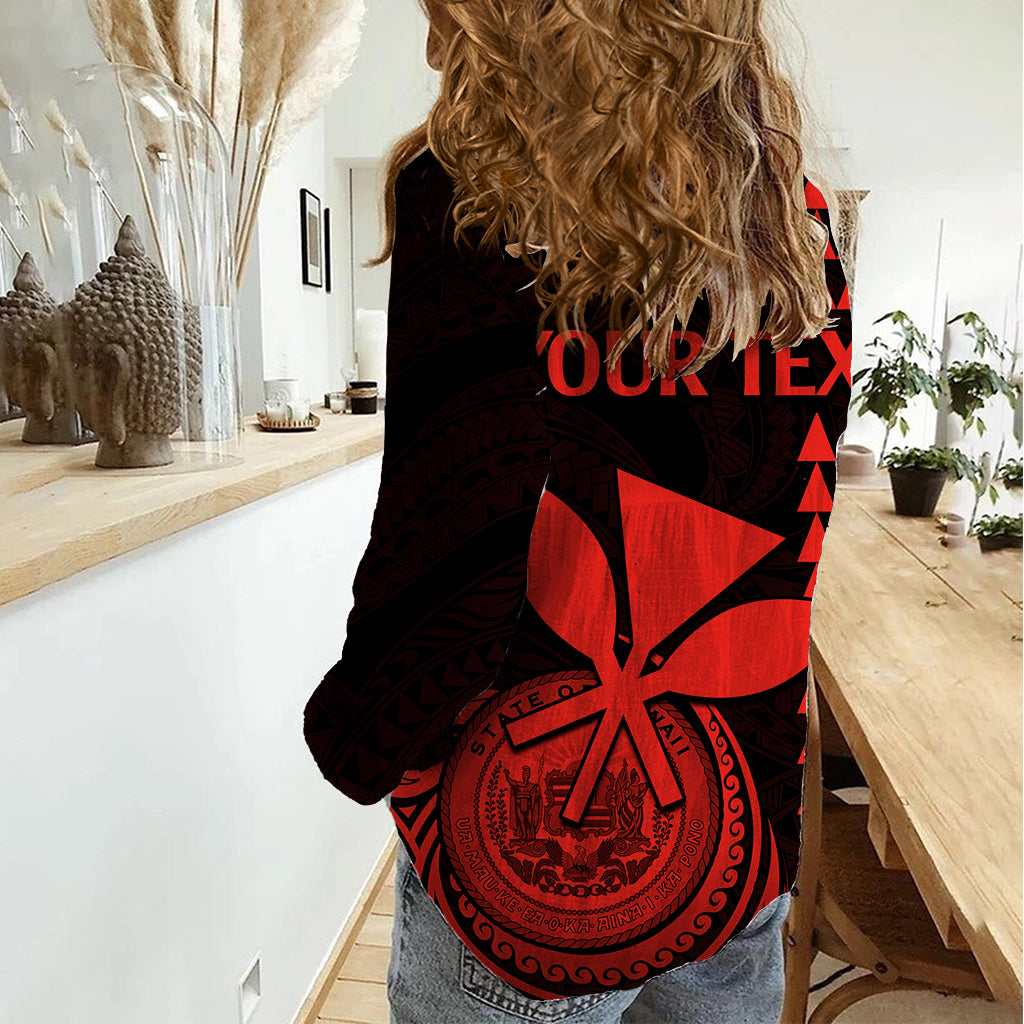 Custom Hawaii Women Casual Shirt King Kamehameha - Red - Wonder Print Shop