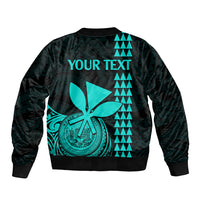 Custom Hawaii Bomber Jacket King Kamehameha - Turquoise LT9 - Wonder Print Shop