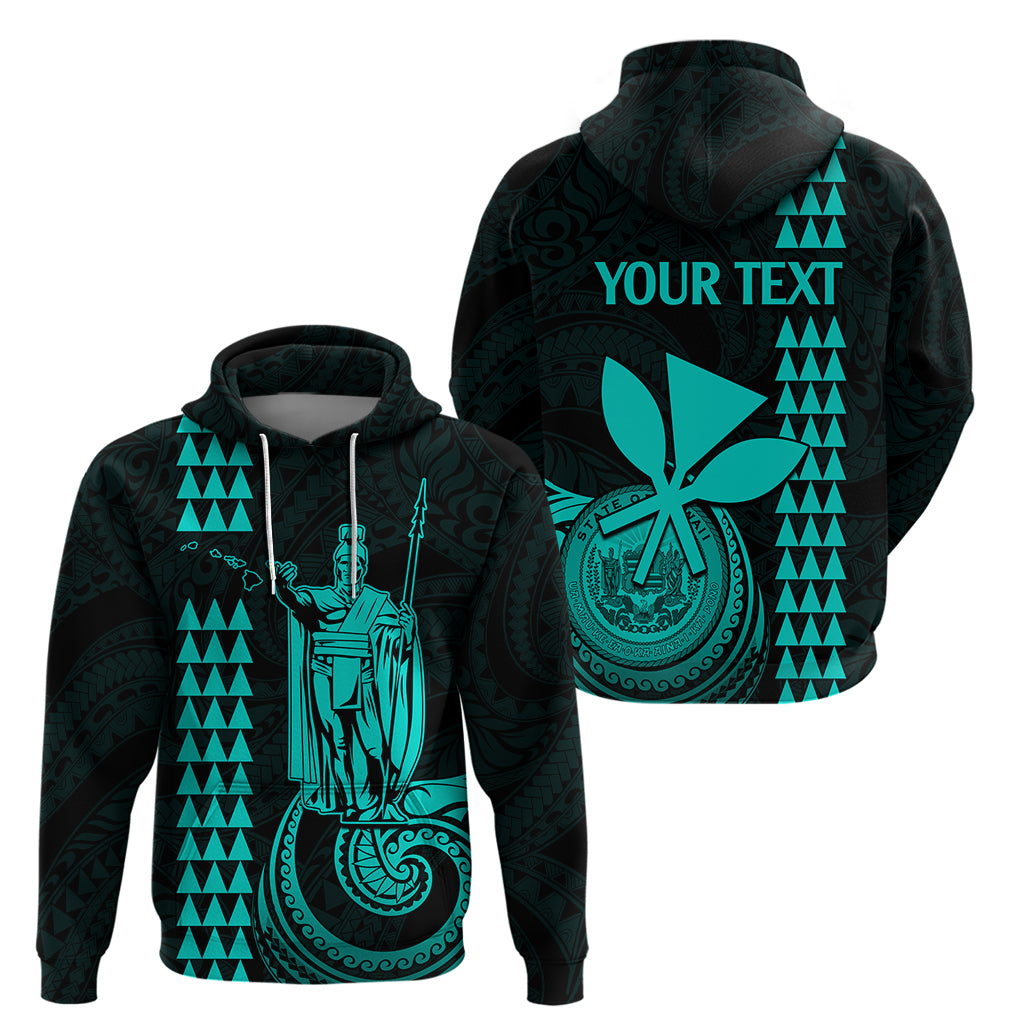 Custom Hawaii Hoodie King Kamehameha - Turquoise - Wonder Print Shop