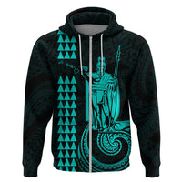 Custom Hawaii Hoodie King Kamehameha - Turquoise - Wonder Print Shop