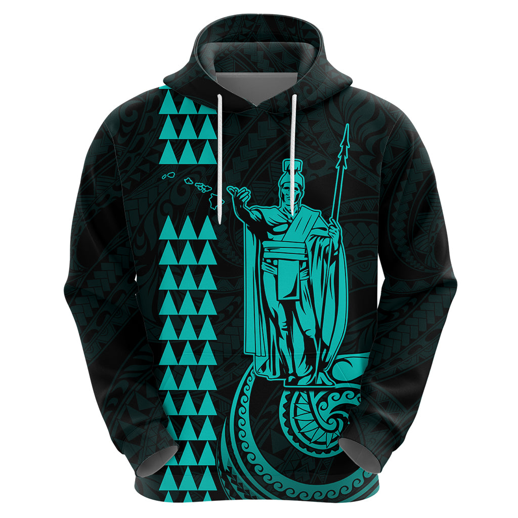 Custom Hawaii Hoodie King Kamehameha - Turquoise - Wonder Print Shop